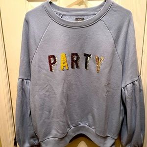 American Eagle AE sweatshirt with sequined Party and balloon sleeves